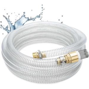 imageGreen Expert 1quot ID Inlet Hose with Brass Fittings and Check Valve Full Kit for Well Pump Water Intake Easy to Install for Quickly Water Sucking from Garden Pond Canal Reservoir 13Foot25Foot
