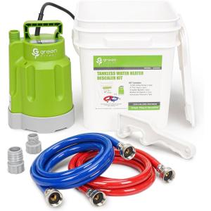 image:imageGreen Expert Tankless Water Heater Flushing Kit 12HP HighFlow Pump 2500 GPH 3 Gallon LockingLid Bucket 26ft 34 GHT PVC Hoses amp Wrench Descaling Maintenance Kit Descaler Not Included